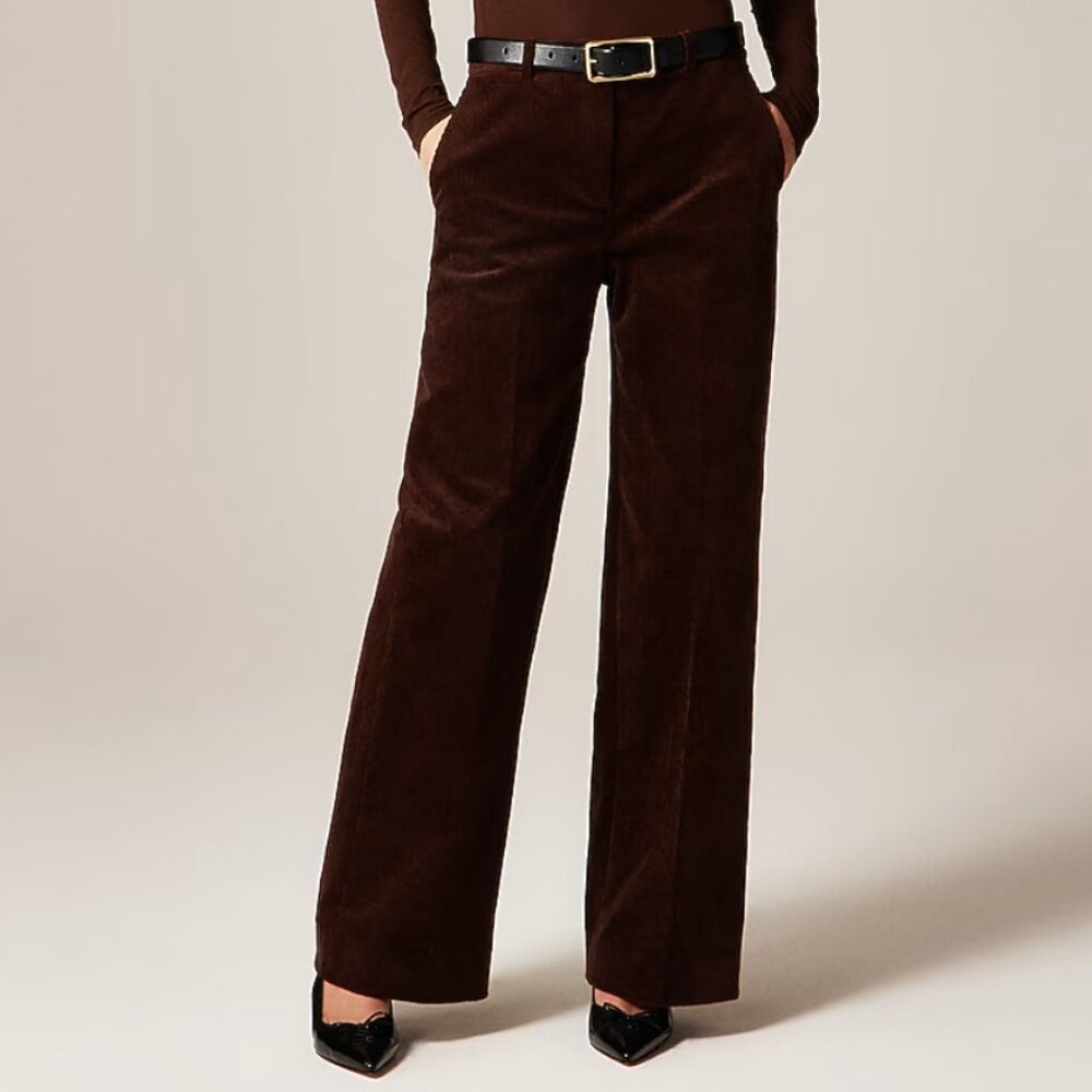 NWT J. Crew Wide-Leg Trouser in Stretch Corduroy French Press Size 4